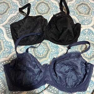 Cacique Black and Navy Lace Bras